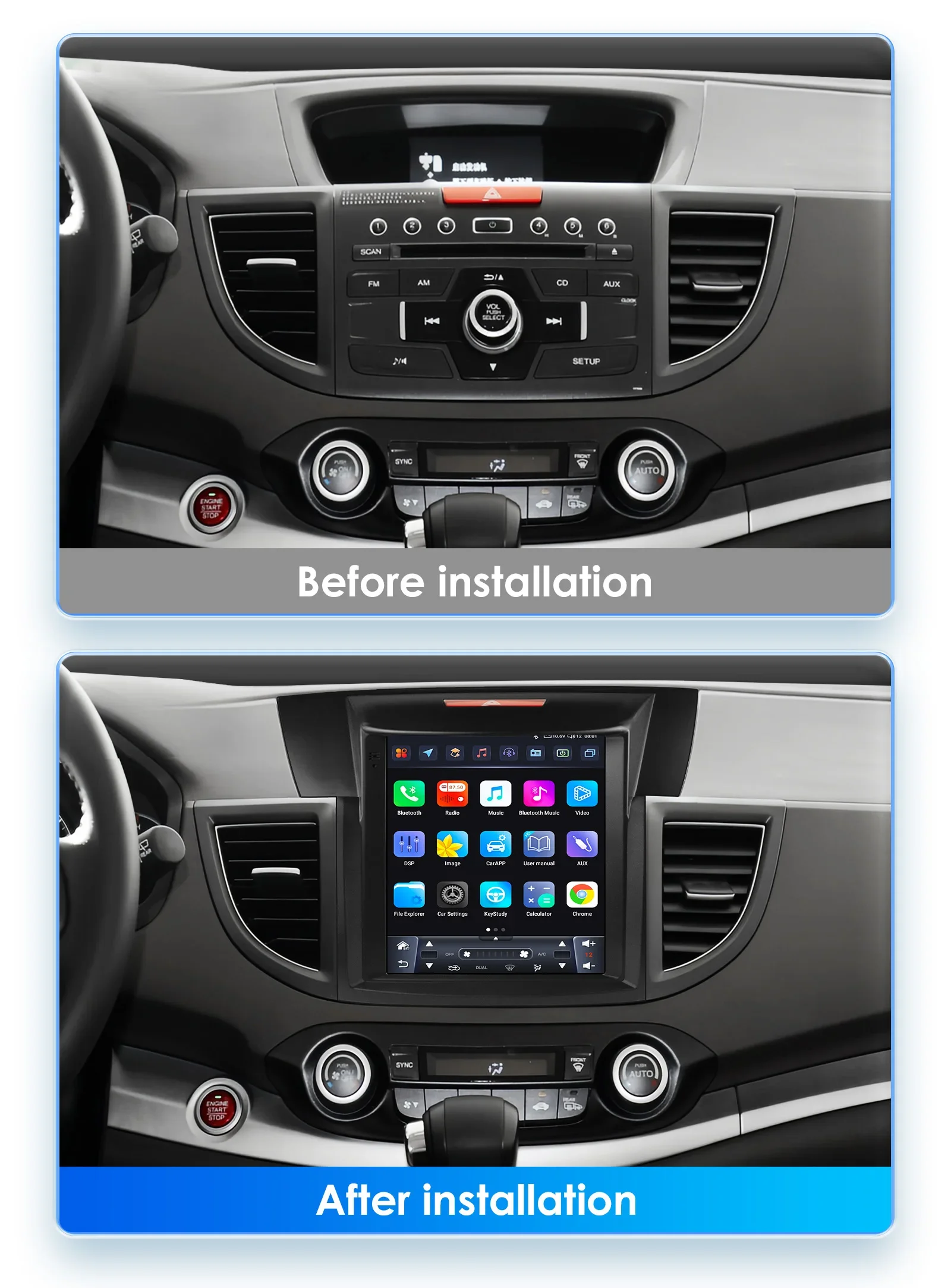 Hizpo 9.7 Android 14 Auto-Multimedia-Player für Honda CRV CR-V 2012 - 2016 GPS Carplay 4G WIFI SWC BT FM RDS 360Cam – Detail 4
