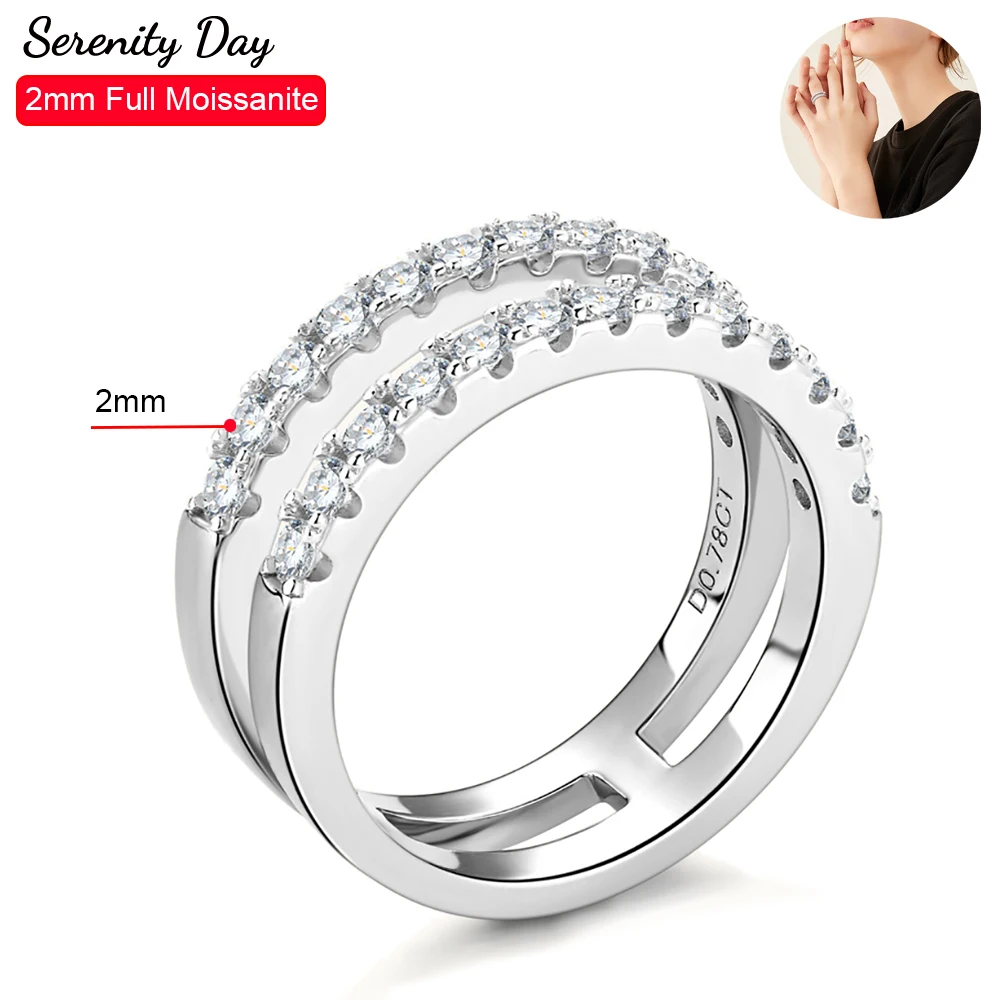 

Serenity Day Real D Color 2mm Full Moissanite Row Rings For Women S925 Sterling Silver Plate Pt950 Bands Fine Jewelry Wholesale