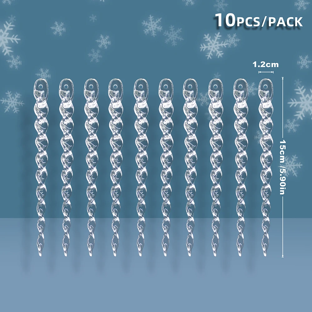 thumbnail image 1 of 10/12pcs 10/13/15/20cm Christmas Simulation Ice Xmas Tree Hanging Clear Fake Icicle Winter Party New Year Navidad for Home Decor, 1 of 5