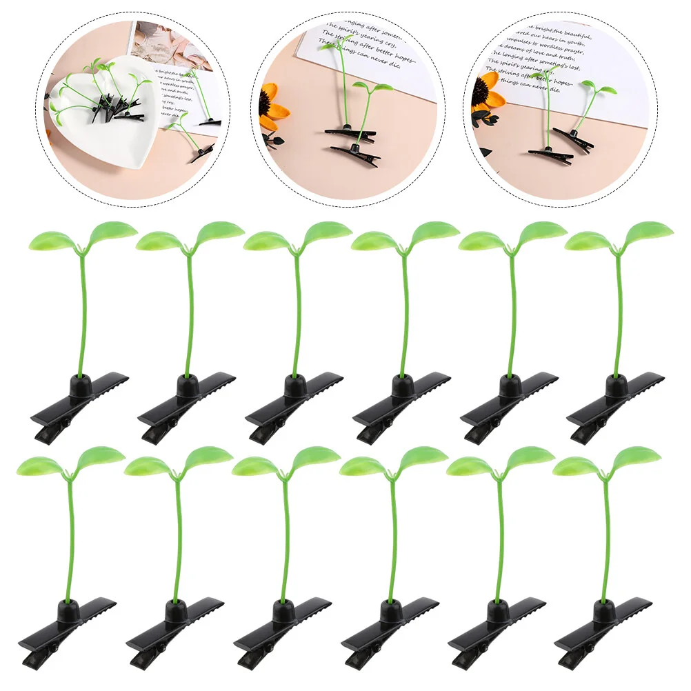 

40Pcs Green Decoration Girls Headdress Small Bean Sprouts Clip Hairpins Funny Hair Plastic Adorable Child Hair Accessory