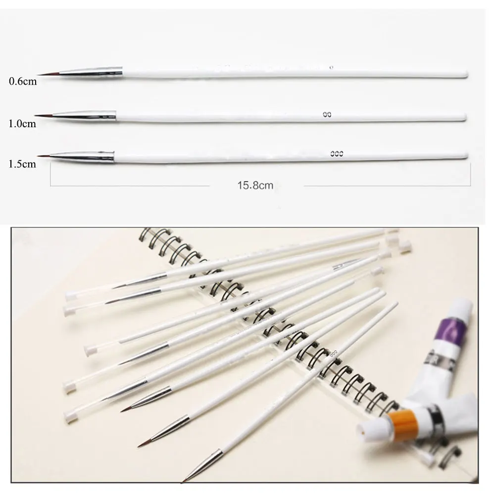 Point Tip Nylon Fiber Line Drawing Pen Artist Paint Brush Thin Hook Watercolor Brush Wooden Handle Painting Tools 10PCS painting brushes