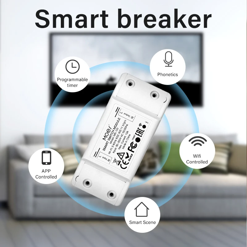 Tuya /WiFi 스마트 스위치, 스마트 라이프 앱 리모컨, 스마트 홈 타이밍 차단기, 알렉사 홈 음성 제어, 10A