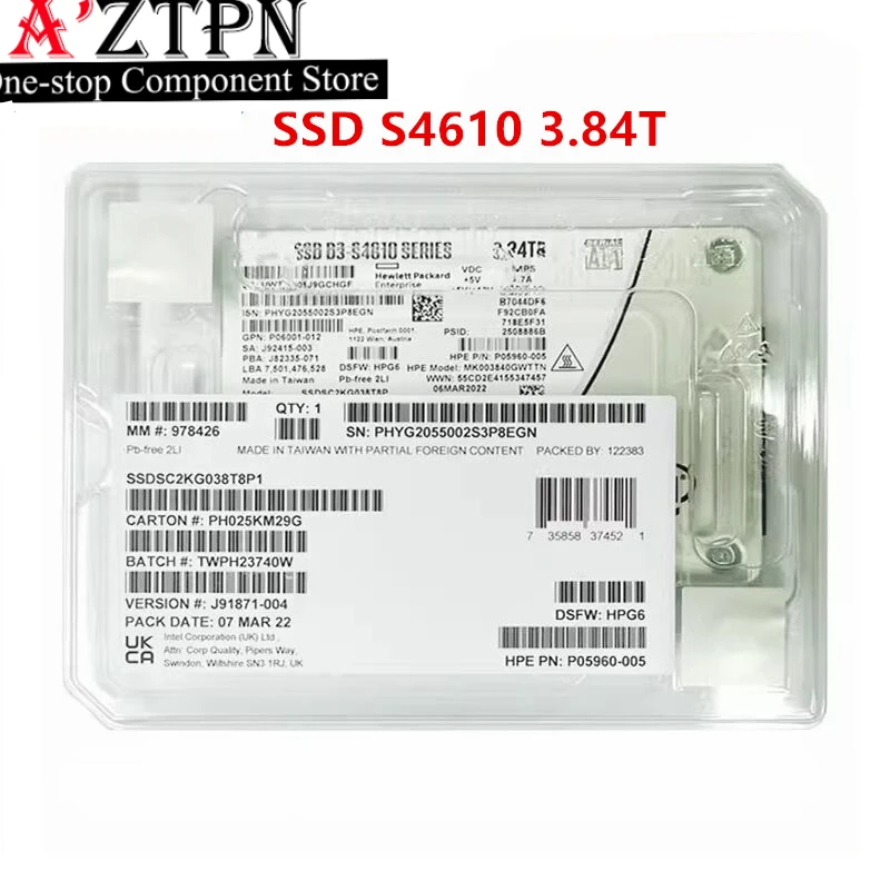 

Original New SSD For Intel S4610 3.84T 2.5 Enterprise solid State drive SSD SATA