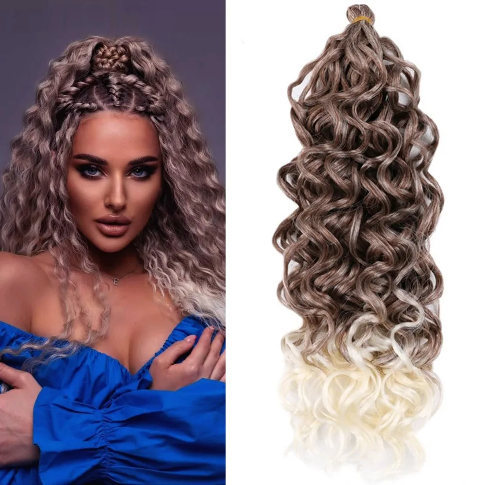 

Honey Blonde Curly Braids Hair Extensions Wavy Curls Double Ended Synthetic Claw Hair Braids Long Hair Extensions gradient color