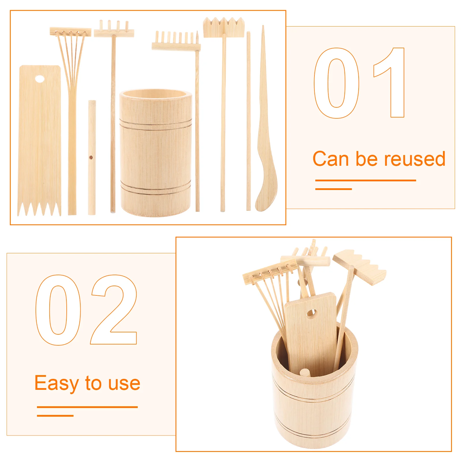 Zen Tool Set Miniature Garden Decoration Other Bamboo Products Tools Sand Rake Wooden Sandbox 2