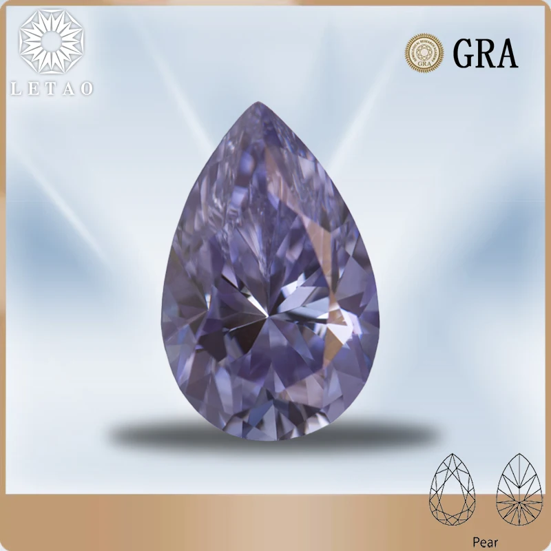 Moissanite Stone Pear Cut Light Purple Color  Lab Created Diamond DIY Woman Jewelry Making Materials with GRA Certificate