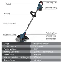 Cordless Lawn Mower Brushless Motor Electric Grass Trimmer Adjustable Length Angle Telescopic Pruning Garden Tools Wire Wheel 2