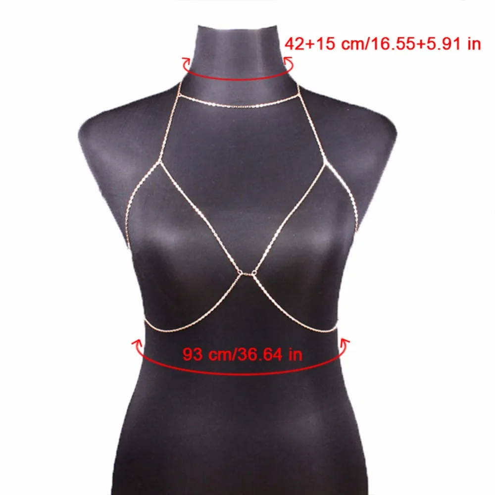 Fashion Womens Sexy Sequins Bra Bikini Beach Harness Necklace Waist Belly Body Chain Fashion Jewelry