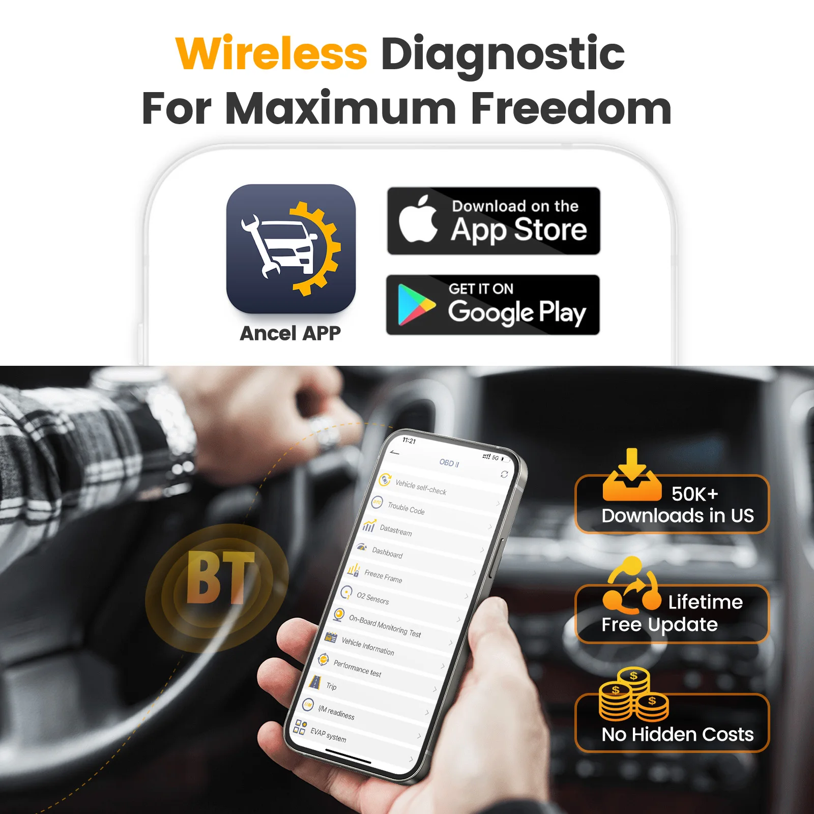 ANCEL AD310 BT Bluetooth OBD2 Scanner Classic Universal OBD II Scanner Car Engine Fault Code Reader CAN Diagnostic Scan Tool 3