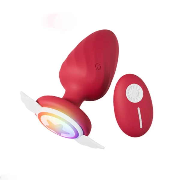 Plug vibrante con ali LED luce anale Buttplug vibratore telecomandato per donna uomo massaggiatore prostatico maschile_voghion.com