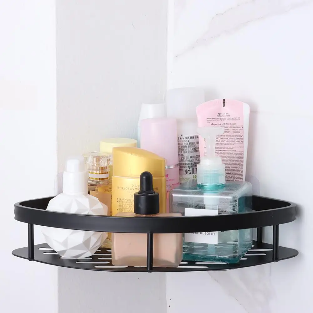 Bathroom Shelves Corner Shower Shelf Aluminum Wall Mount Shampoo Storage Rack Holders No Drill Kitchen Bathroom Accessories 5