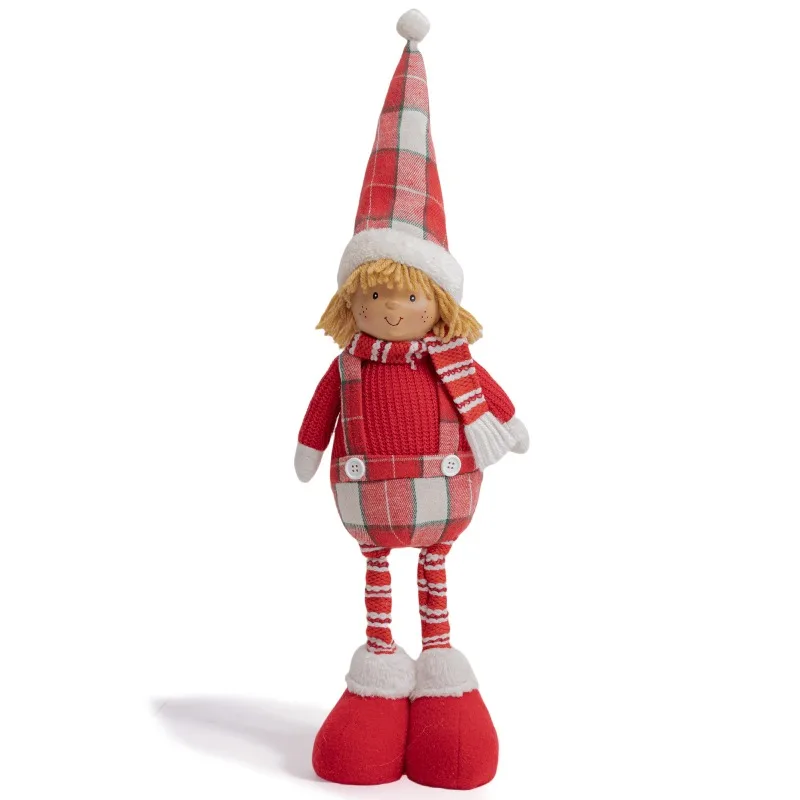 Retractable Fabric Boy and Girl Doll Christmas New New Year Decorative Doll Ornaments Home Decoration Accessories