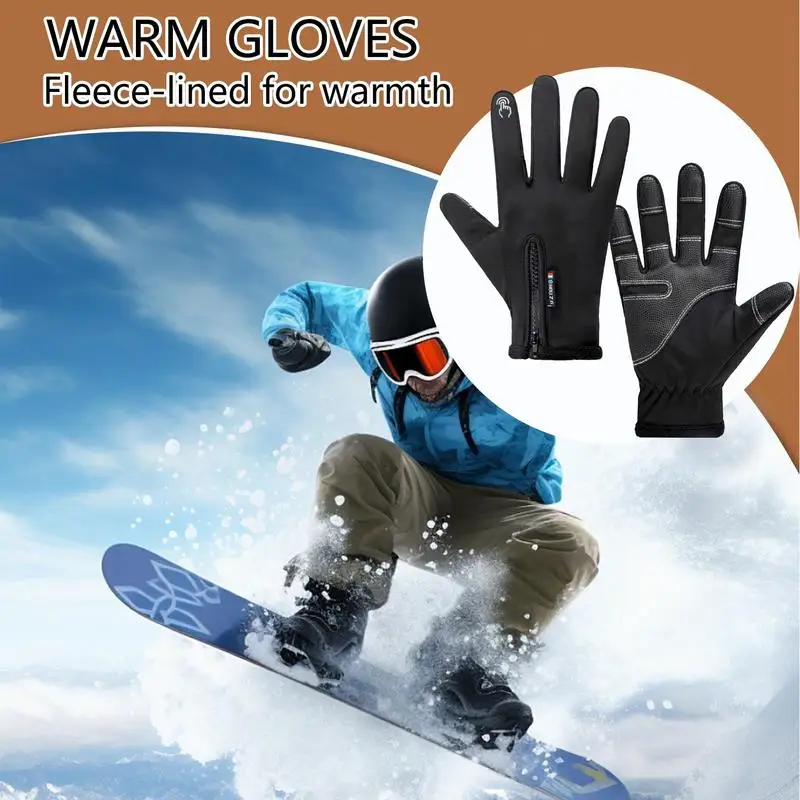 Cycling Touch Screen Mittens 1 Pair Men's Winter Warm Mitts Touch Screen Sports Wear Cold Weather Non-Slip Mittens Waterproof 3