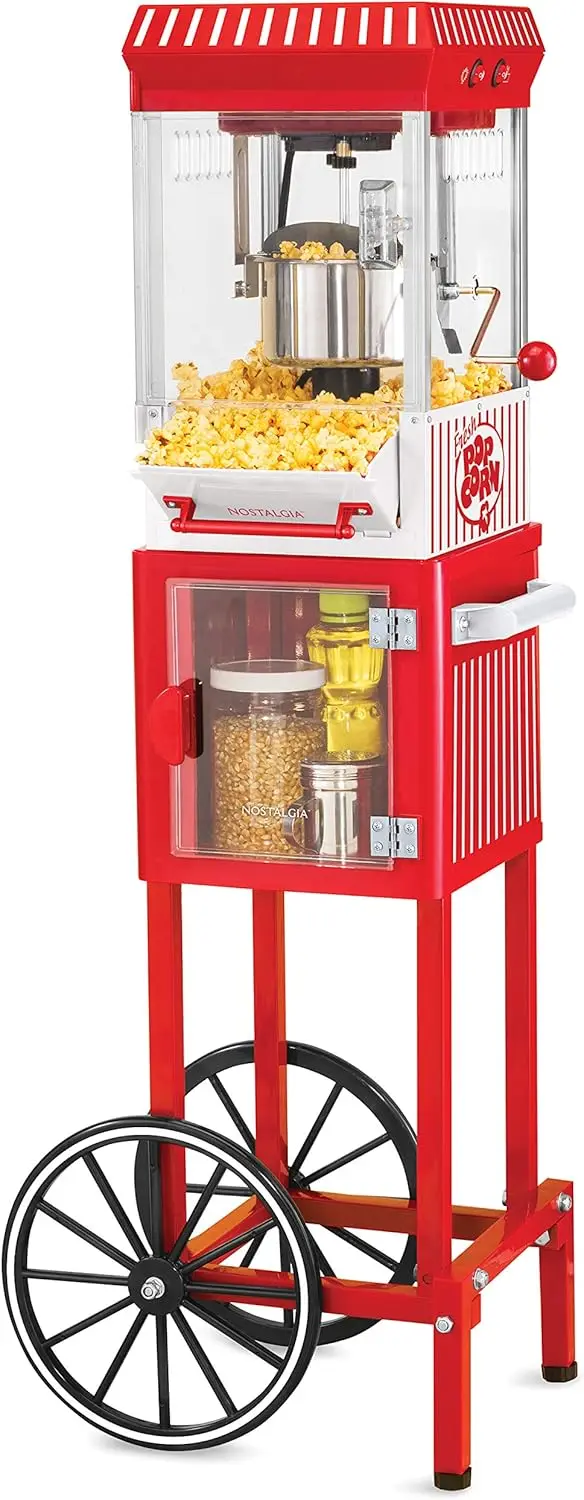 Popcorn Maker Machine-Professional Cart With 2.5 Oz Kettle Makes Up to 10 Cups-Vintage Popcorn Machine Movie