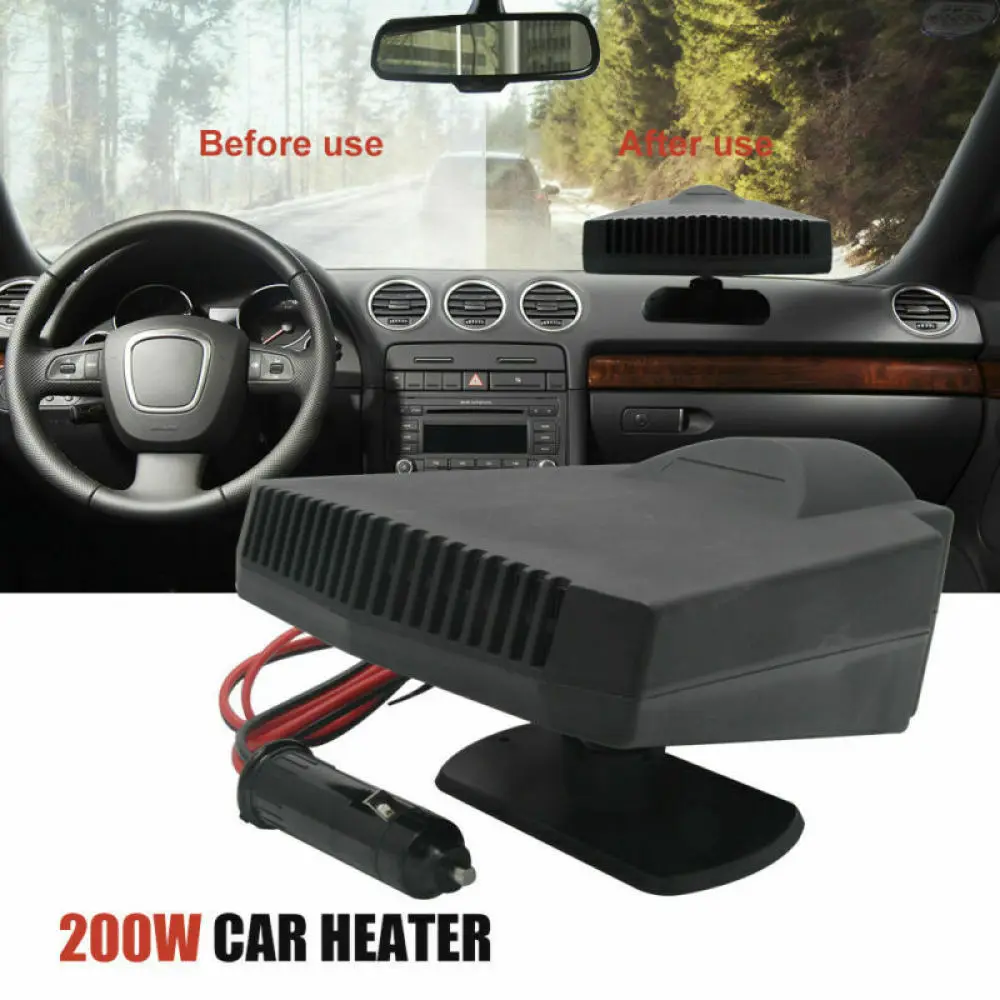 12V 200W Portable Car Windshield Heating Cooling Fan Quick Heater Defroster Demister 2-in-1 Fast Car Heating Cooling Fan