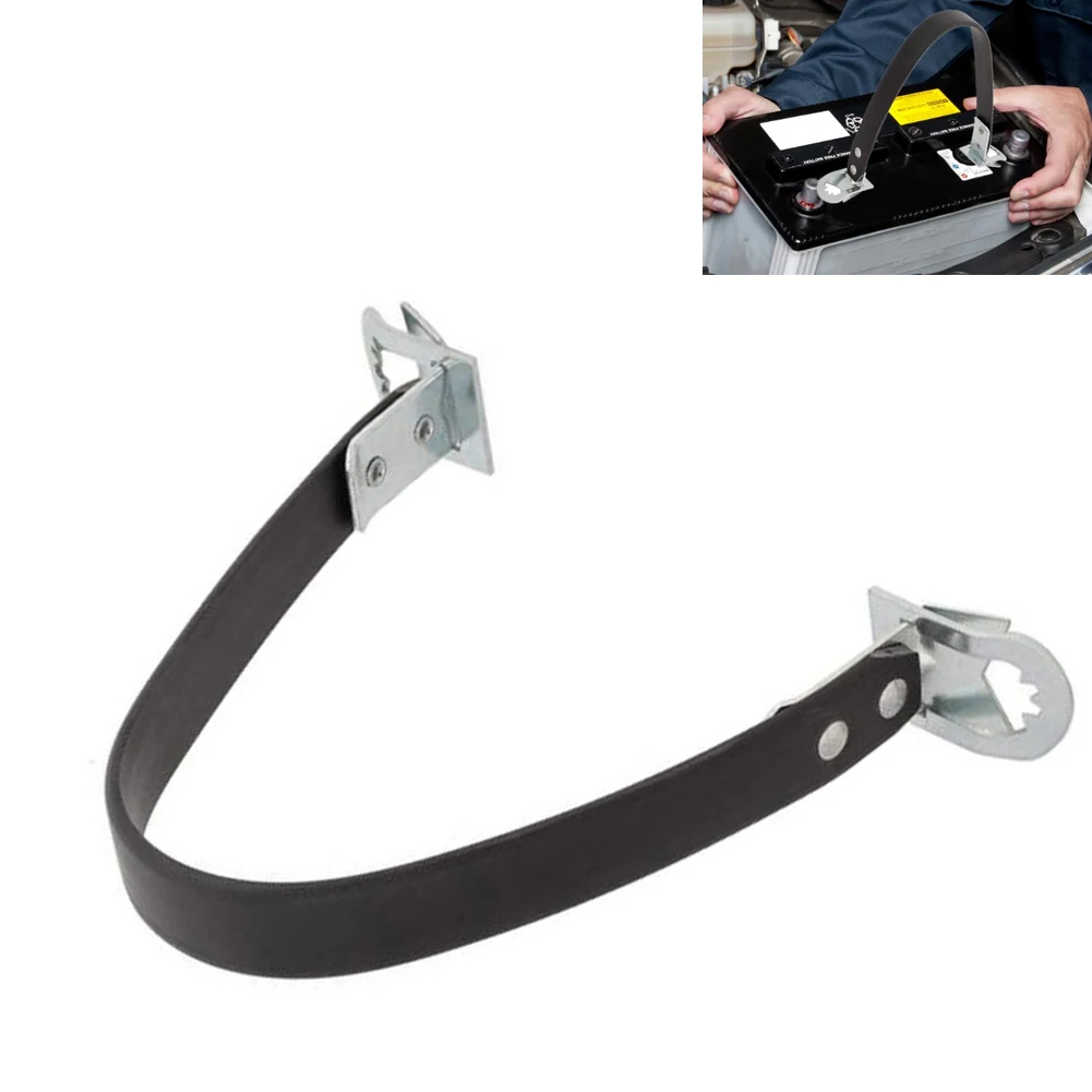 Heavy Duty 14-Inch Metal and Rubber Battery Carrier Strap with Side Lift Design