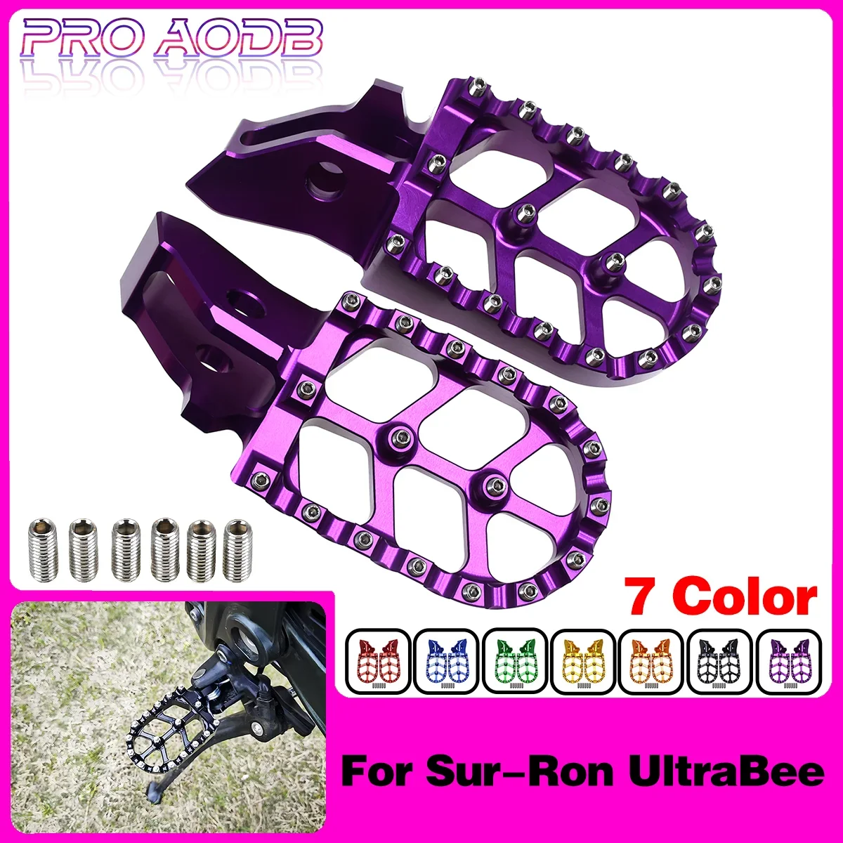 Surron Kit de support de repose-pieds CNC sur Ron réglable et support de repose-pieds pour vélo tout-terrain électrique Surron Light Bee S/X/L1E Segway X160/X260 Noir
