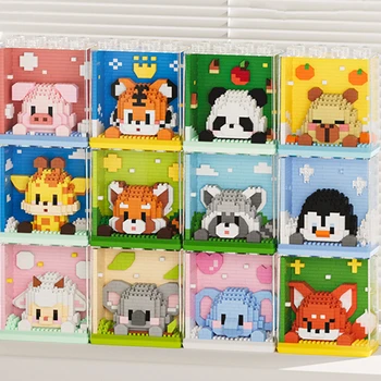 NEW Cute Animals Panda ﻿Giraffe Tiger Fox Guinea Pig Lamb Koala Penguin Building Blocks Kit Girl Bricks Model Kids Toy Children