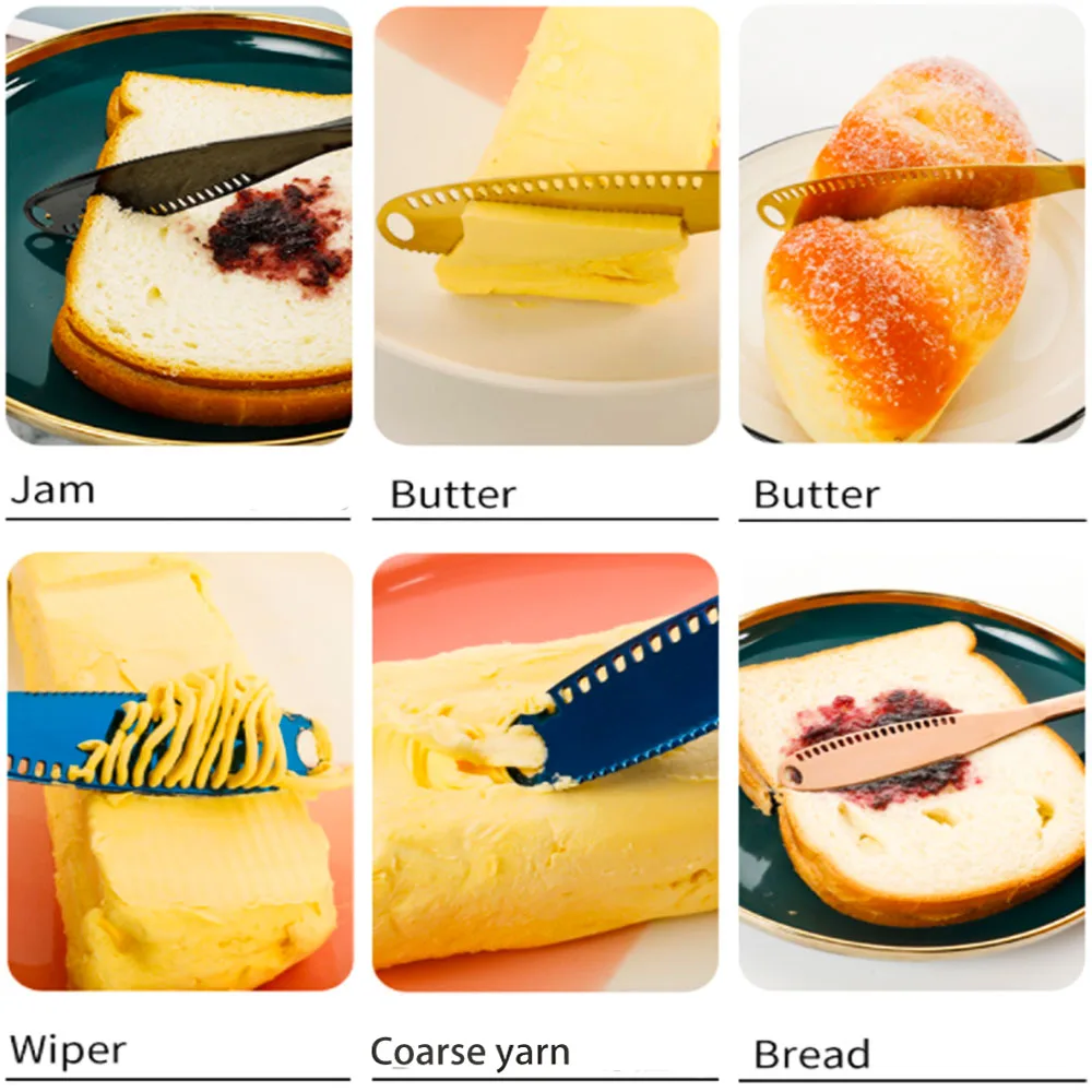 Description Picture 6 of itemButter Knife Multi-Function 2 Sizes Colorful with Hole Cheese Grater Cutter Jam Creative Mirror Finish Easy To Clean Baking Tool