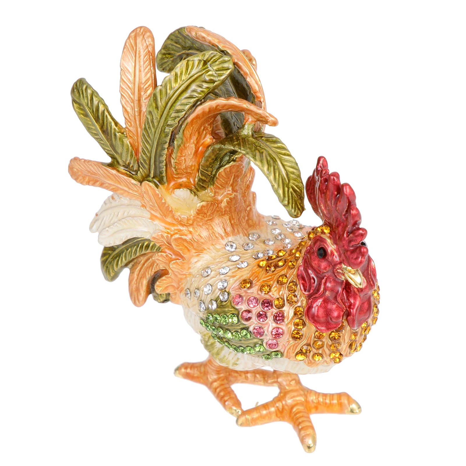 

Шкатулка для украшений в виде петуха, украшение для спальни, искусственный винтажный комод, скульптура, подарок на Рождество, статуя, контейнер из сплава для ожерелья