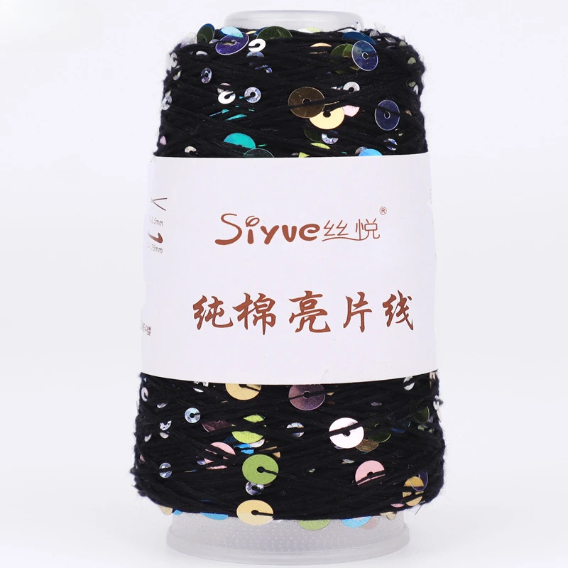 100g 3mm+6mm Sequin Pure Cotton Yarn, Hand Woven DIY Fashion Clothes and Accessories Crochet Thread, Birthday Gift Knitting Yarn 6