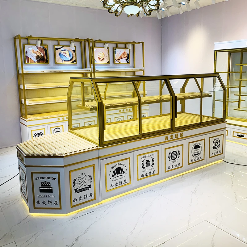 

New curved bread cabinet bag display cabinet moving door in the island cabinet cake model display cabinet bakery shelves