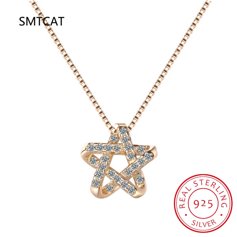 Pendant Necklace 925 Sterling Silver Star of David Pendant Necklace Pave Setting CZ for Women Birthday Gift Fashion Fine Jewelry BSN290 Silver Necklace,Silver Pendant