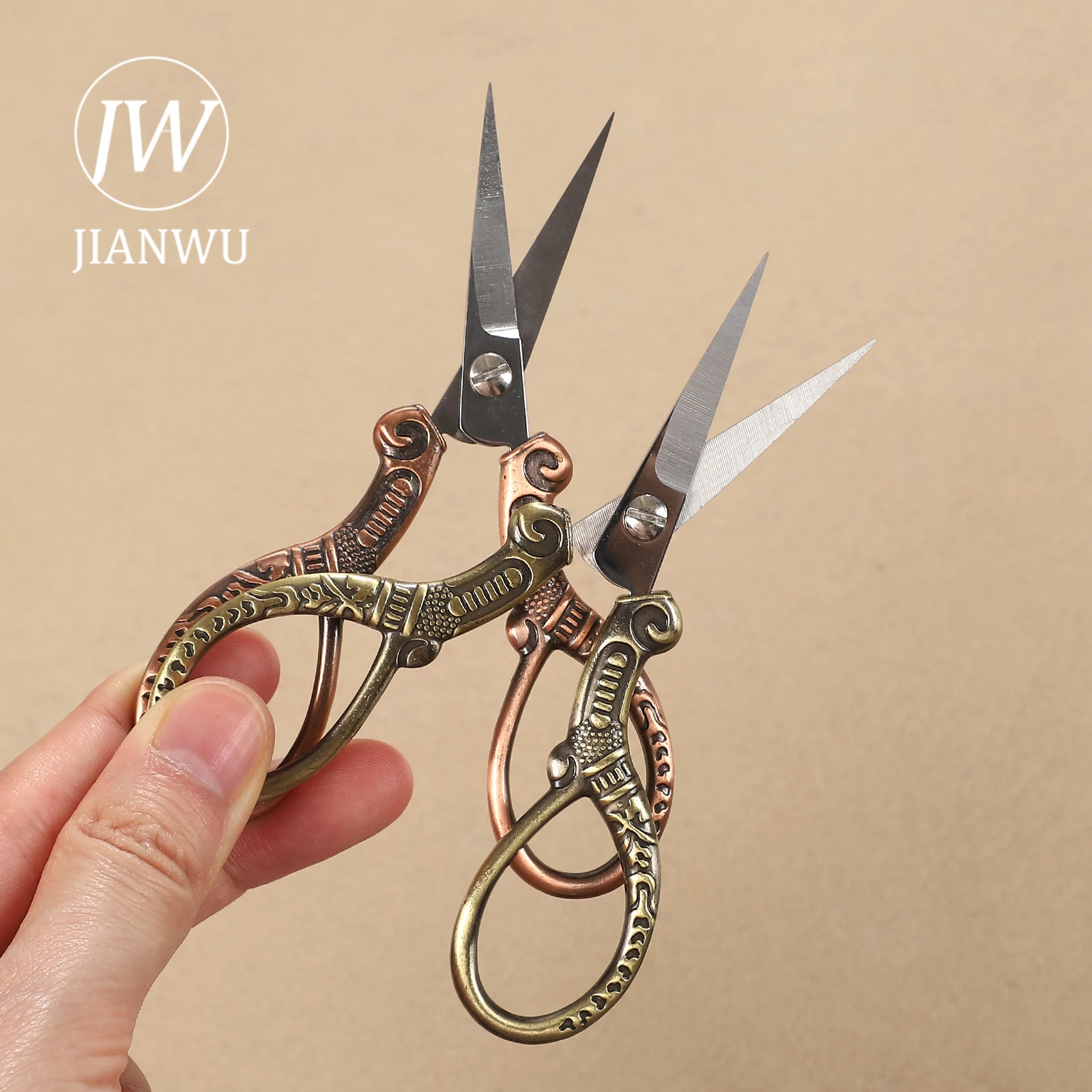 JIANWU No.1 빈티지 자수 금속 가위 소재 스크랩북 절단 도구 크리 에이 티브 DIY 저널 학생 용품 편지지