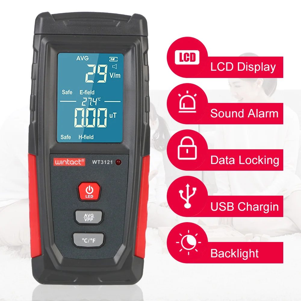 Handheld Portable Counter Electric Field EMF Meter Detector Electromagnetic Radiation Tester Radiation Dosimeter Monitor Tester