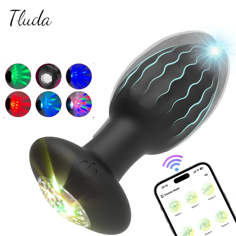 APP-Steuerung LED Vibrierender Butt Plug Analplug für Frauen Männer Tragbarer Analvibrator Erotikartikel Interaktion Sexspielzeug für Paare 1