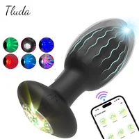 APP-Steuerung LED Vibrierender Butt Plug Analplug für Frauen Männer Tragbarer Analvibrator Erotikartikel Interaktion Sexspielzeug für Paare 1
