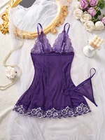 Purple Women Lace Babydoll Dress Soft Sleepwear Underwear Festival Gift - Image 2