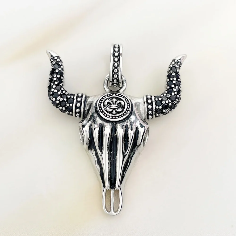 925 Sterling Silver Pendant Bull Head Tiger Tooth Cross Fit Necklace Iconic  Wild West Fine Jewelry Ethnic Gift For Women Men - AliExpress