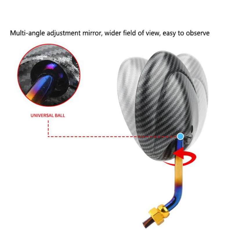 Carbon Fiber Texture Burnt Titanium Rearview Mirrors, 22mm Handle Bar, Universal Motorcycle, 1 Pair