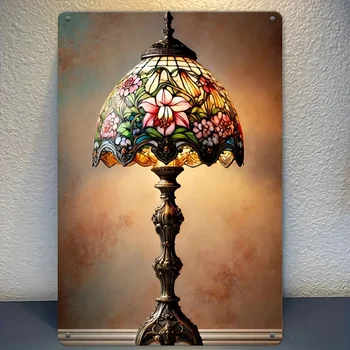 Vintage Floral Glass Table Lamp 1