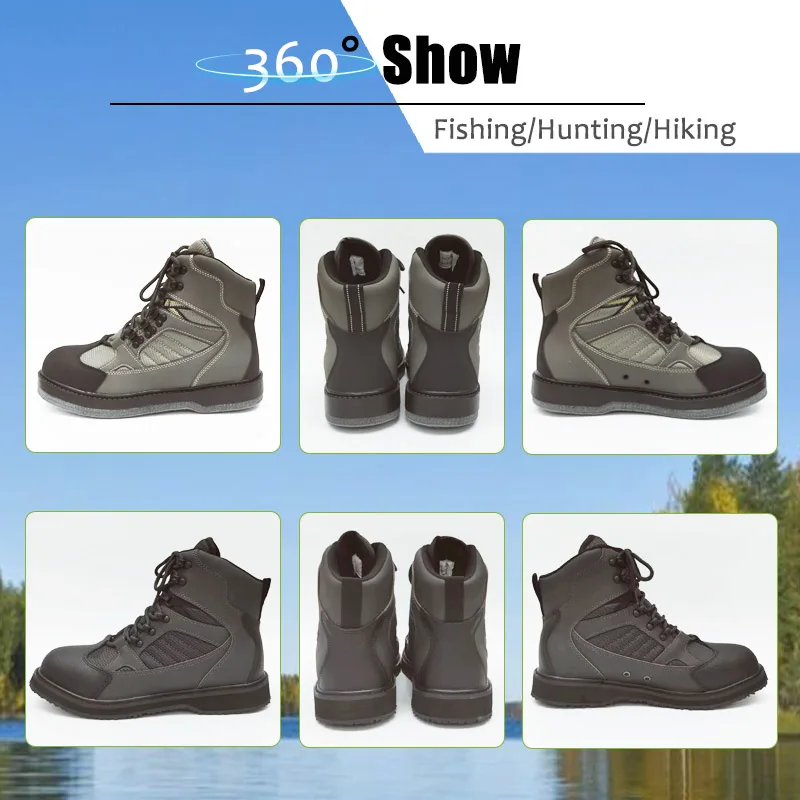 Fishing Shoes Outdoor Hunting Wading Rubber or Felt Sole Boots Upstream Anti-Slip Reef Rock Fishing Boots for Fly Waders