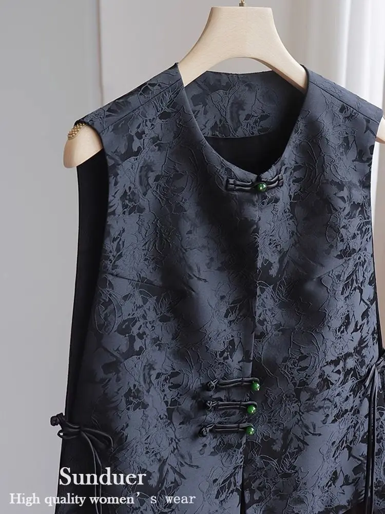 Women Cheongsam Waistcoat Chinese Vest Qipao Tops Tang Clothes Vintage Mandarin Collar Jacket
