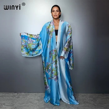 WINYI Women's Boho Kimono Summer Cardigan Retro Holiday Africa Beach Cover-Ups Casual Kaftans Beach Outfits for Ladies 1