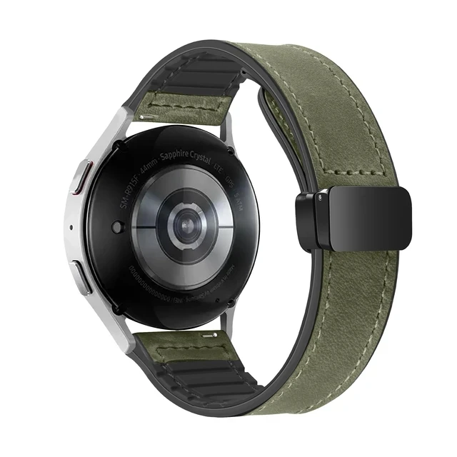 Silicone and Leather Watch Strap - 22mm Band Bracelet