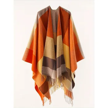 1pcs Coldproof Shawl Cape Women's Plus Size Open-plate Shawl Style Sweater Jacket Suitable for Autumn and Winter Evening Wear