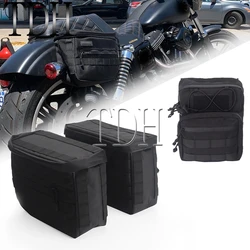 For Harley Softail Dyna Sportster Touring Club Style Essential Saddlebag Thug Style Escape Side Bag Pannier Handle T-bar Bags