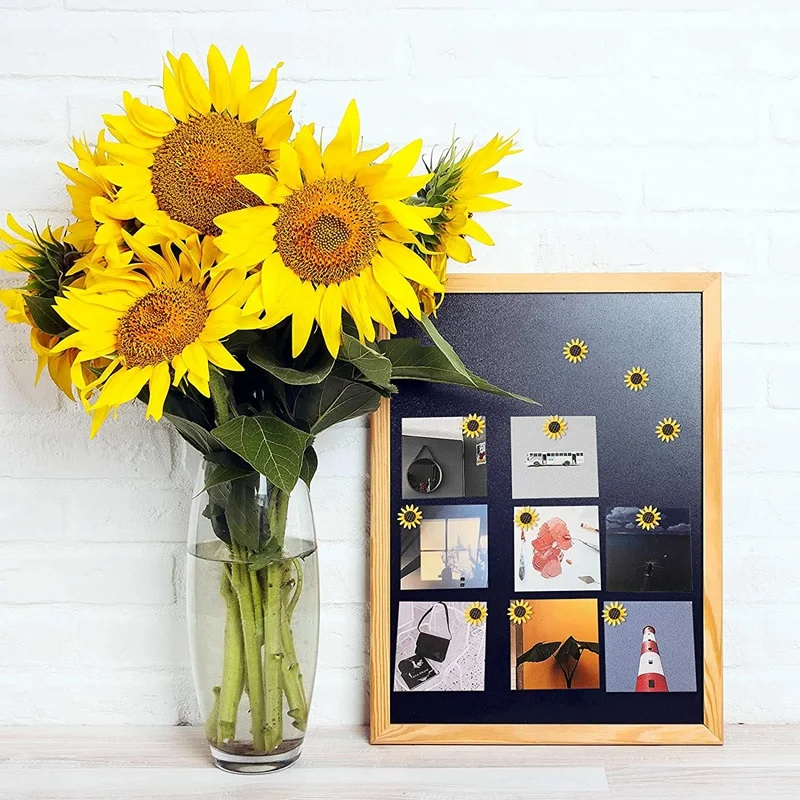 Chinchetas de empuje de girasol, tachuelas de corcho de flores, tachuelas de pulgar de girasol para fotos, mapas de pared