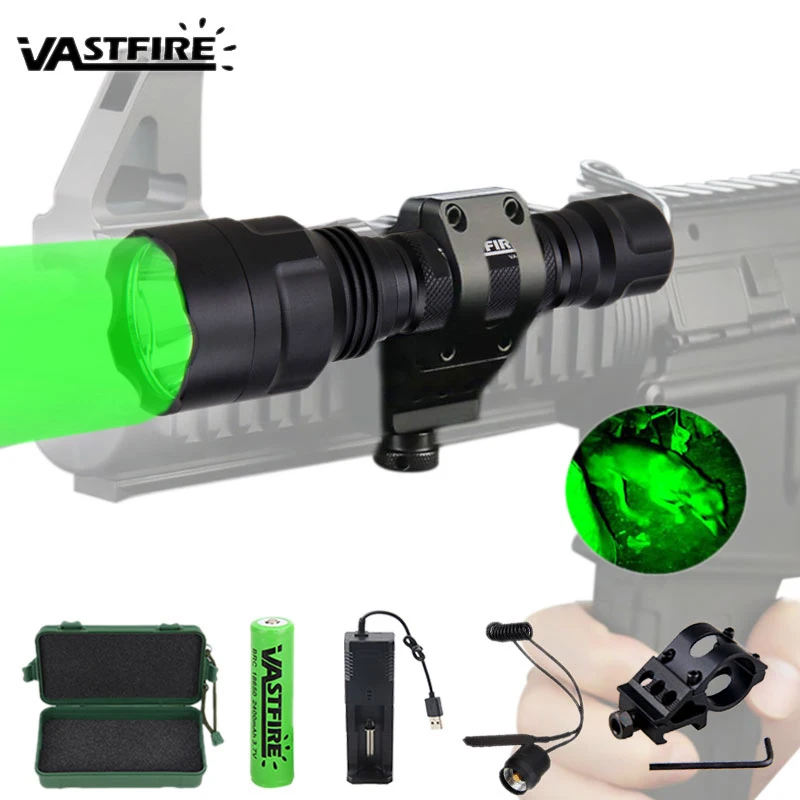 Tactical 5000LM T6 LED Torch Green & Red Dot Laser Sight Hunting Flashlight Lamp 