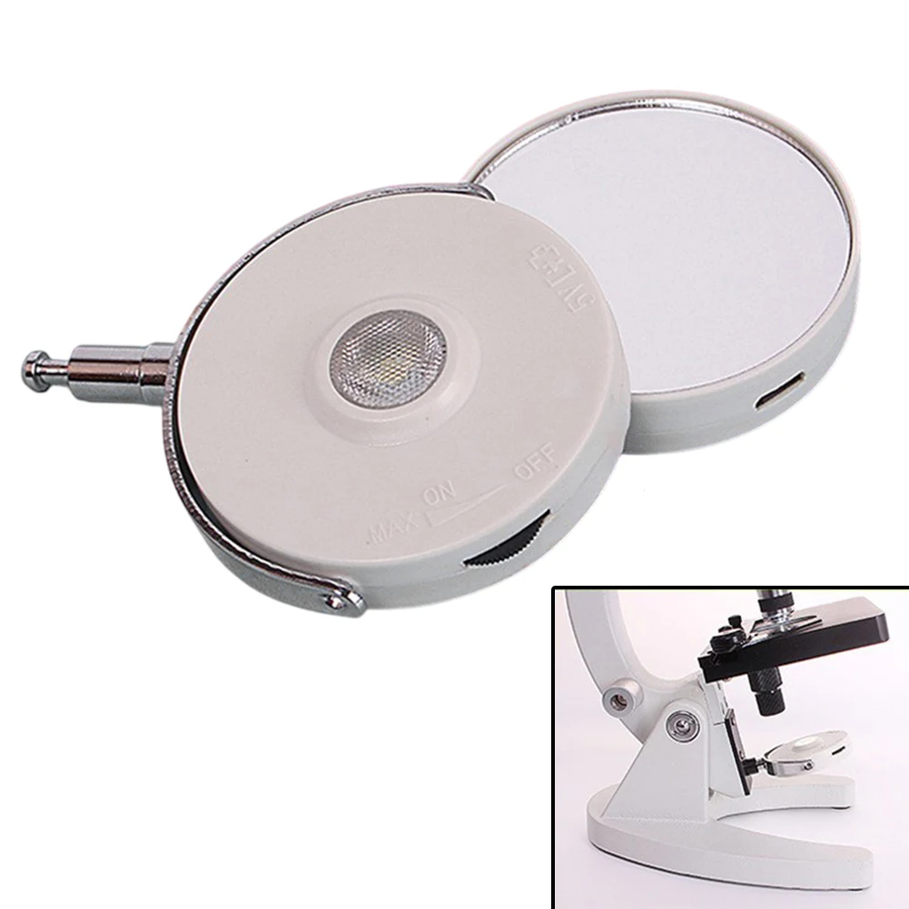 LED Microscope Light With USB Power Cable For Organic Microscopy Illuminator Mirror Adjustable LED Light Source Tools Parts 1set