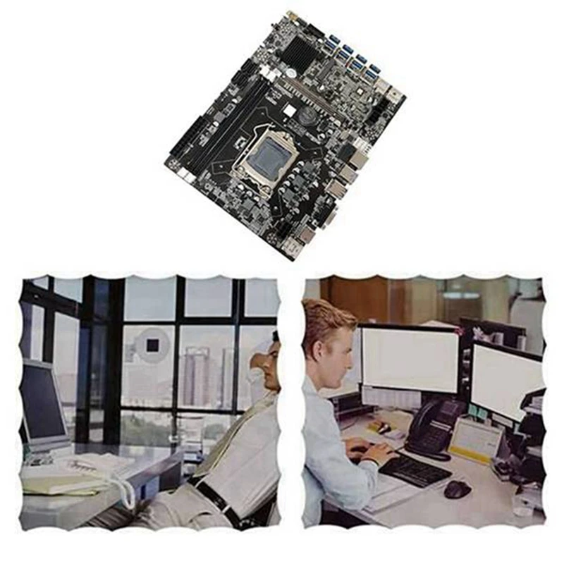 B75 ETH Mining Motherboard 8XPCIE To USB LGA1155+DDR3 4GB 1333Mhz+SATA Cable+RJ45 Network Cable+Switch Cable BTC Miner best pc motherboard for music production