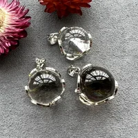 Clear Quartz Rainbow Sphere Pendant, Healing Crystal Stone Rainbow Ball Charm for Necklace Making 1