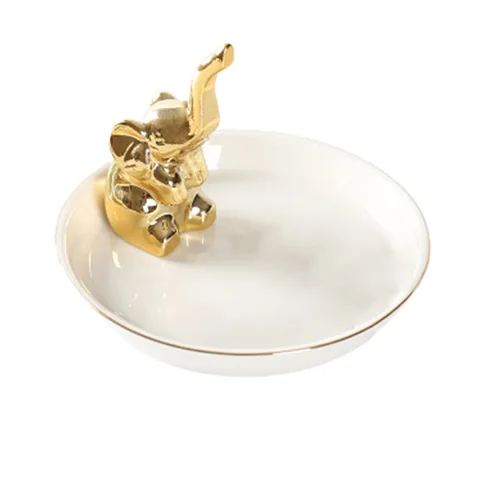 Holder Cactus Golden Elephant Ring Dish Ceramic Jewelry Holder Trinket Tray Home Decor Wedding Gift For Women Girls