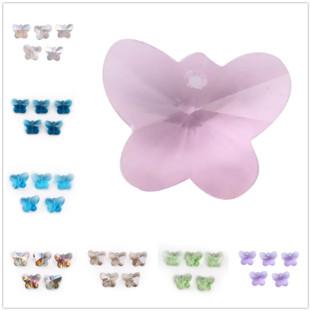 

10Pcs 14mm Faceted Jewelry Making Crafts DIY Butterfly Charms Glass Findings Loose Beads Crystal Pendants