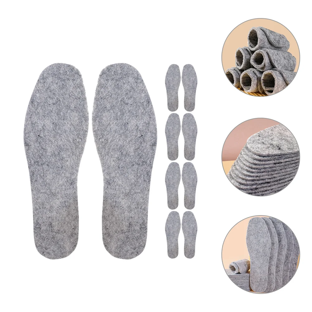 

5 Pairs Wool Felt Insole Boots for Women Warm Shoe Insoles Comfortable Pads Insert Inserts Women's Cushions