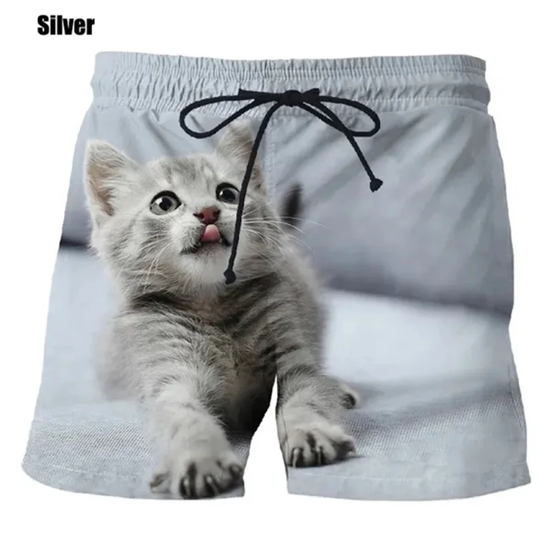 New Fashion Cute Cat Graphic Board Shorts For Men 3D Printed Casual Unisex Funny Animal Beach Swimming Shorts Men Trunks 4